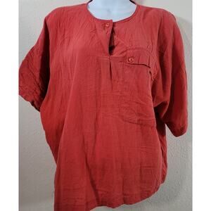 Gianna Burnt Orange Oversize Front Pocket Drop Shoulder Short Sleeve Top Large